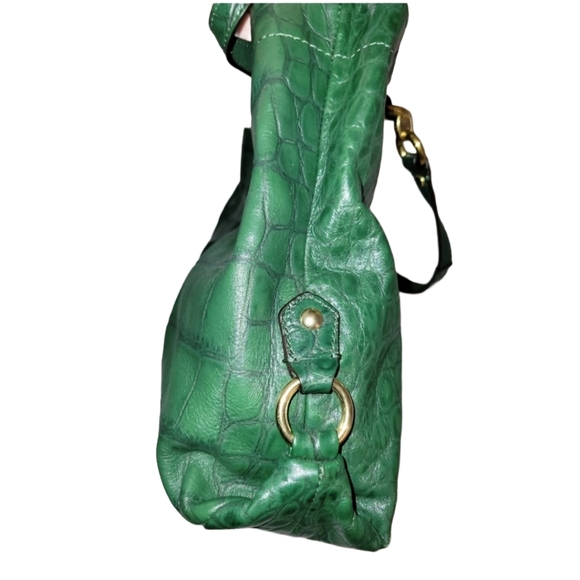 Genuine Coach Ashley Croc Embossed Forest Green Leather Carry-All Tote F20345 - Picture 3 of 9